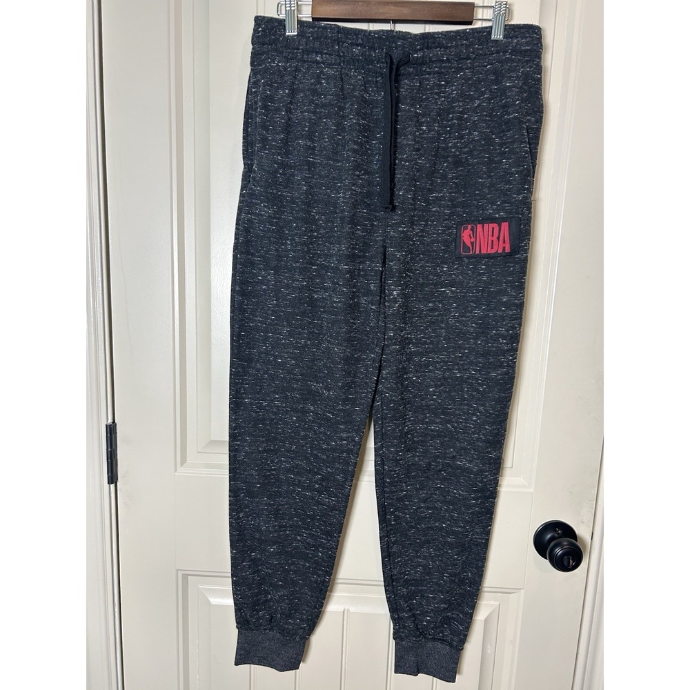 NBA Men's Joggers Sweatpants Sz L Dark Gray Sports Drawstrings Athleisure Wear